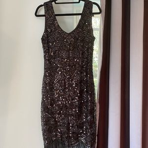 Vintage 1920 black beaded Flapper dress